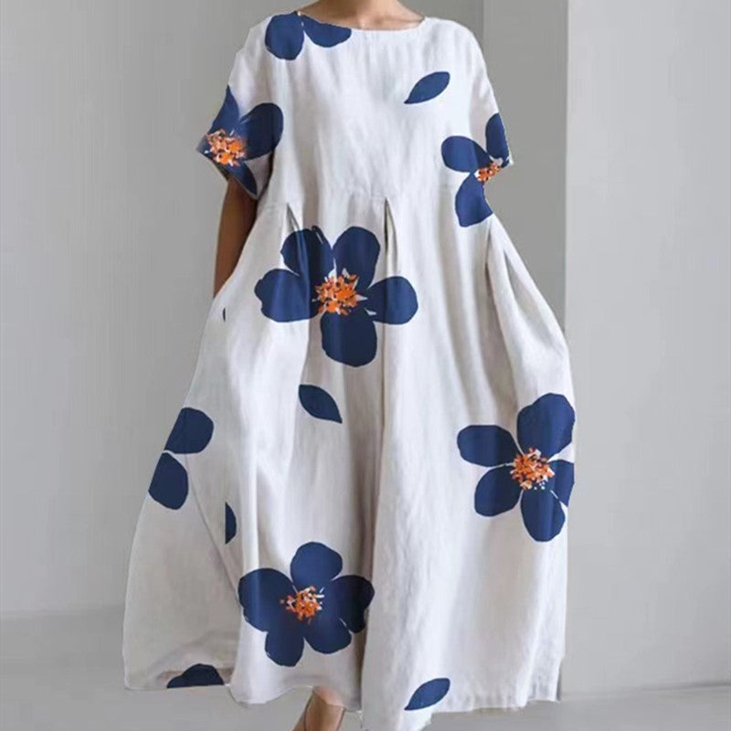 Digital Printing Small Chrysanthemum Women's Short-sleeved Dress