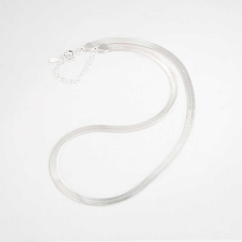 Sterling Silver Serpentine French Blade Necklace Clavicle Chain