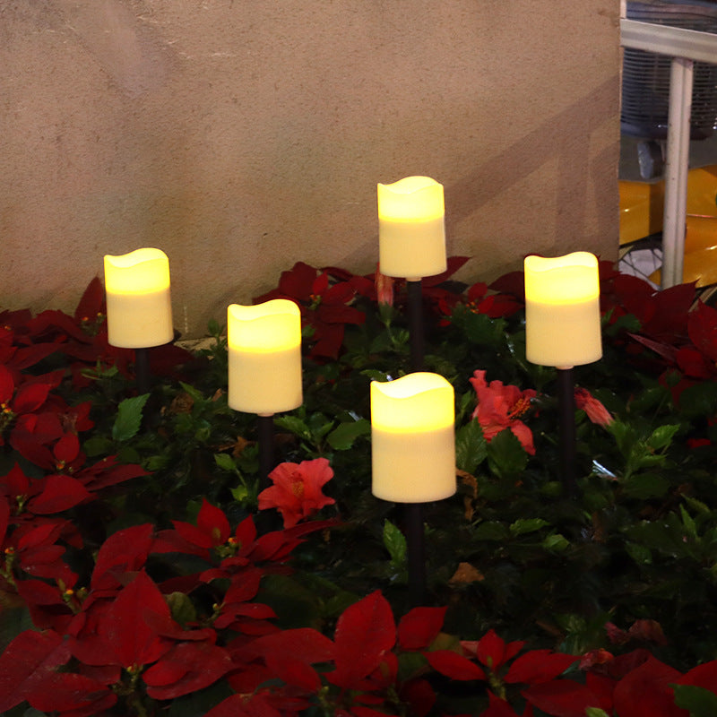 New Electronic Solar Candle Flame LED Light Outdoor Desktop Decoration Lawn Floor Outlet
