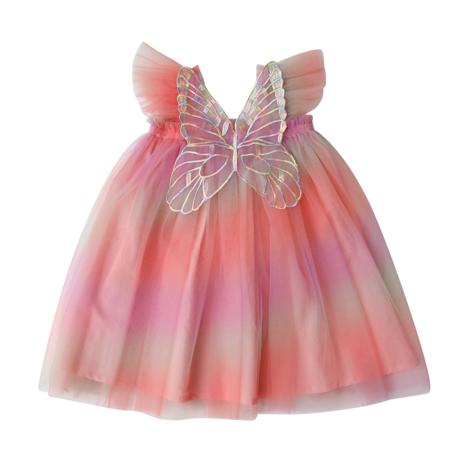 Rainbow Wings Mesh Girl Dress