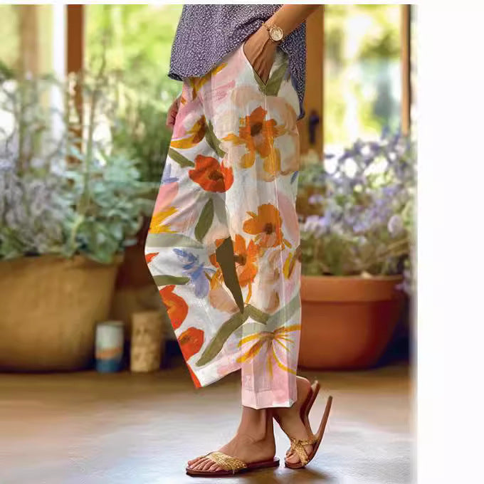 3D Digital Printing High Waist Drawstring Baggy Pants Women