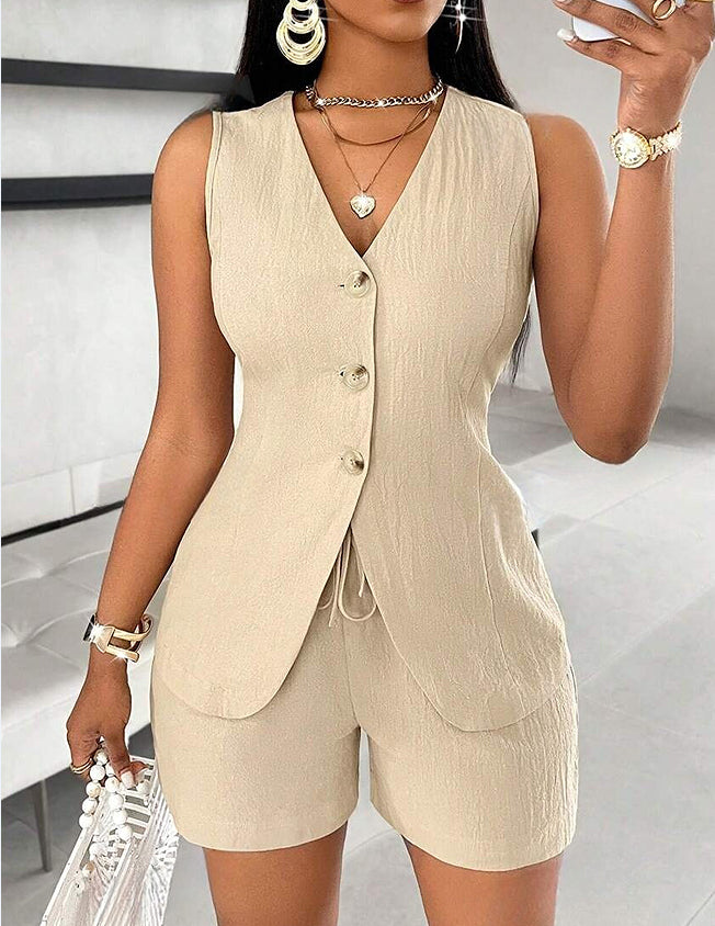 European And American Ladies Fashion Comfort And Casual Open Chest Lace-up Short-sleeved Shirt