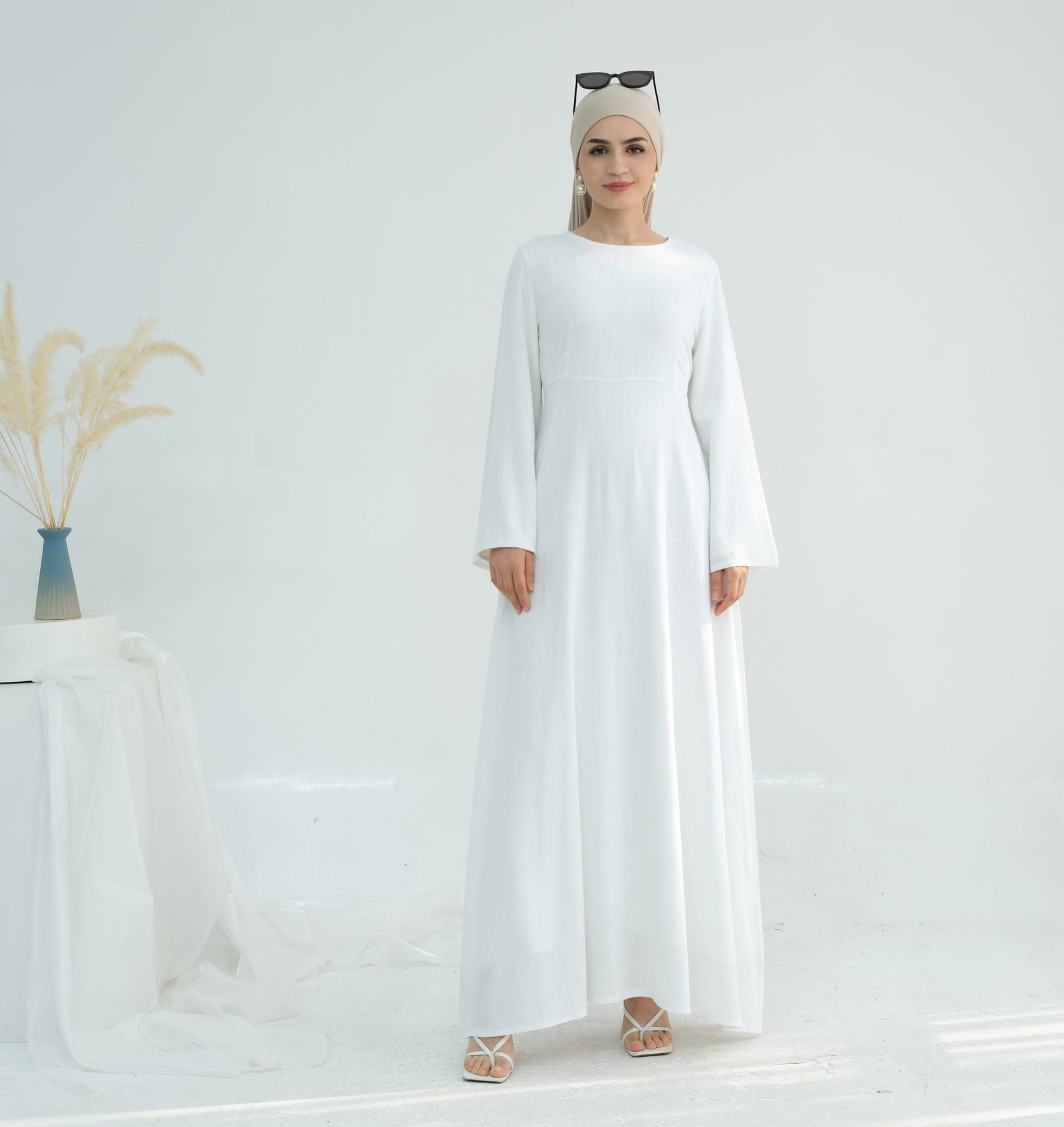 2025Loriya Dubai Turkey Solid Color Cotton Linen Waist Robe