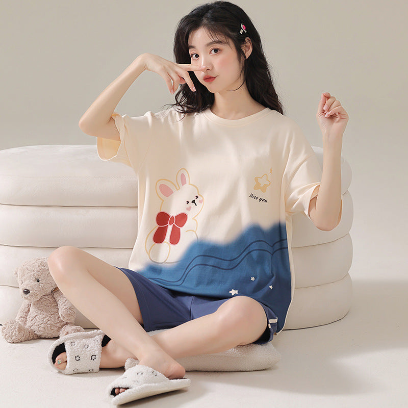 Pajamas Summer Women's Suit Pure Cotton High-grade Short-sleeved Shorts