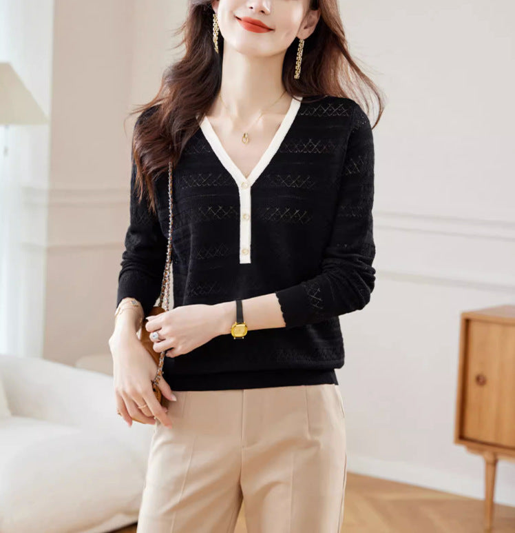 V-neck Sweater Thin Loose Outer Wear