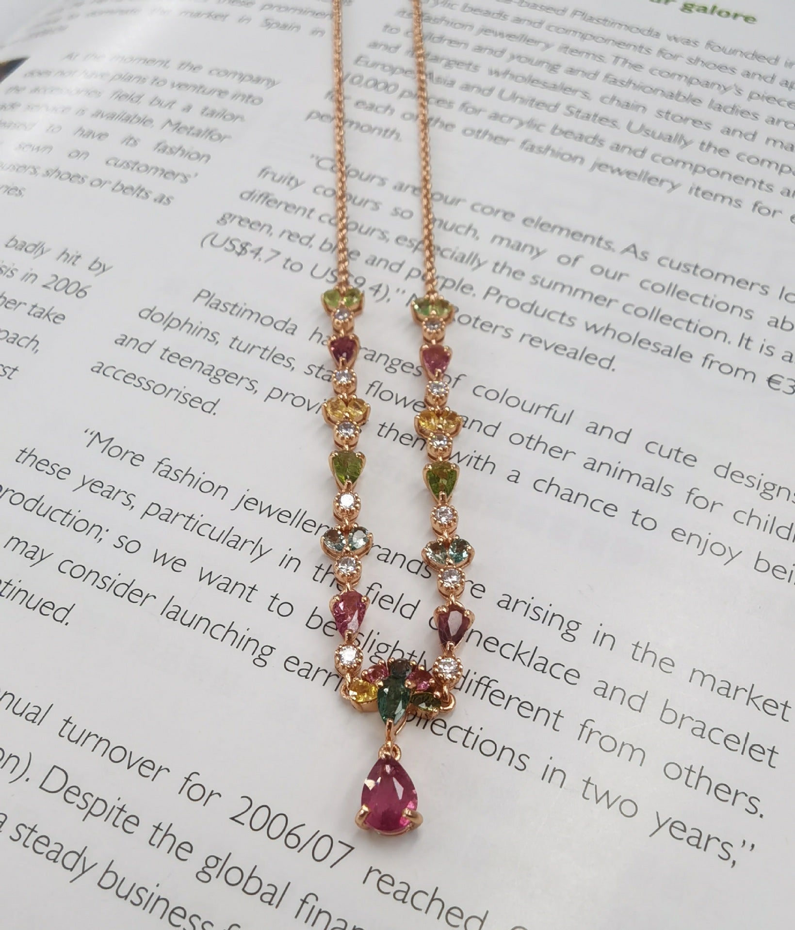 S925 Silver Plating Rose Gold Inlaid Tourmaline Necklace