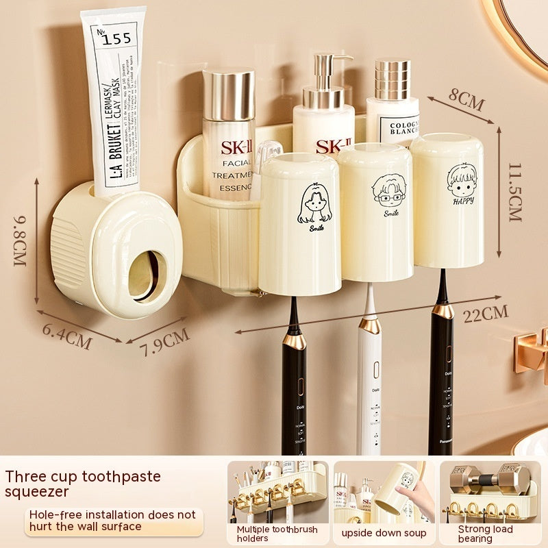 Bathroom Rack Punch-free Wall-mounted Toothbrush Cup Rack