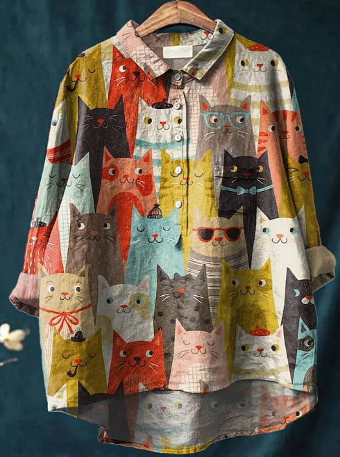 European And American Long Sleeve Shirt 5 Button Cardigan Hawaiian Style Shirt