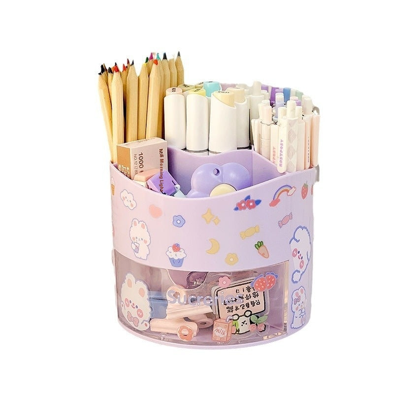 Multifunctional Large Capacity Division Rotating Pen Holder Drawer Rack