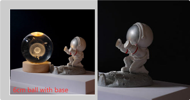 3D Crystal Ball Night Light Solar System Cosmic Theme LED Decoration Light Wooden Base Astronomy Nightlights Birthday Gift