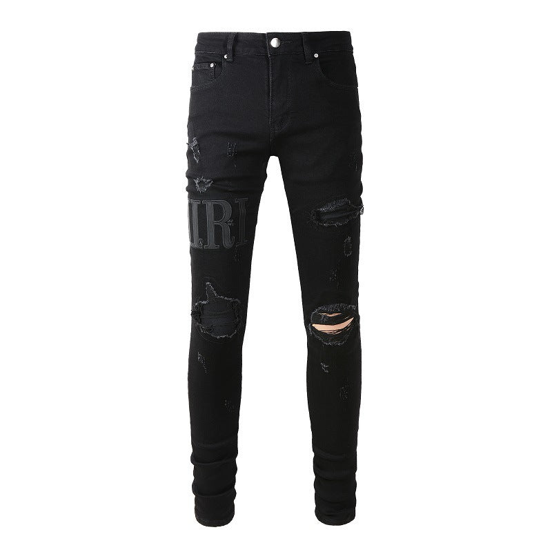 Men's Slim Fit Skinny Hole & Patch Jeans
