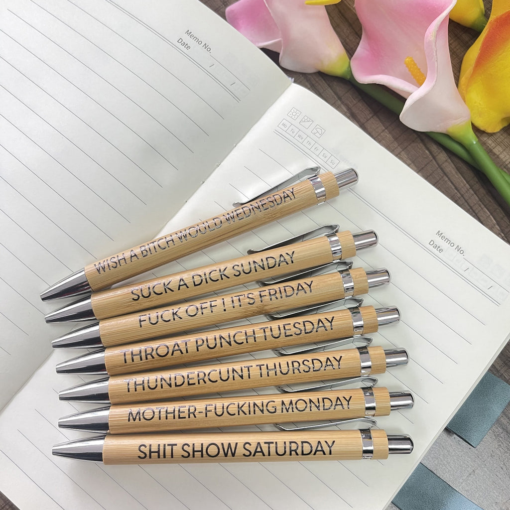 Funny 7 Days A Set Of Bamboo Ball Pens