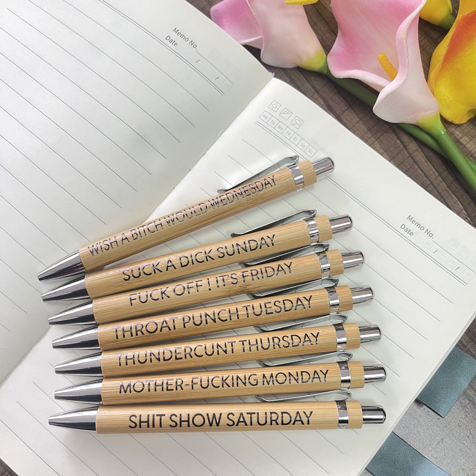 Funny 7 Days A Set Of Bamboo Ball Pens