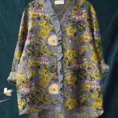 Loose Print Crew Neck Casual Plus Size Women's T-shirt