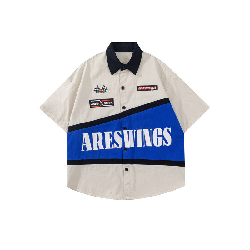 American Vintage Embroidered Heavy Bike Short Sleeve Shirt
