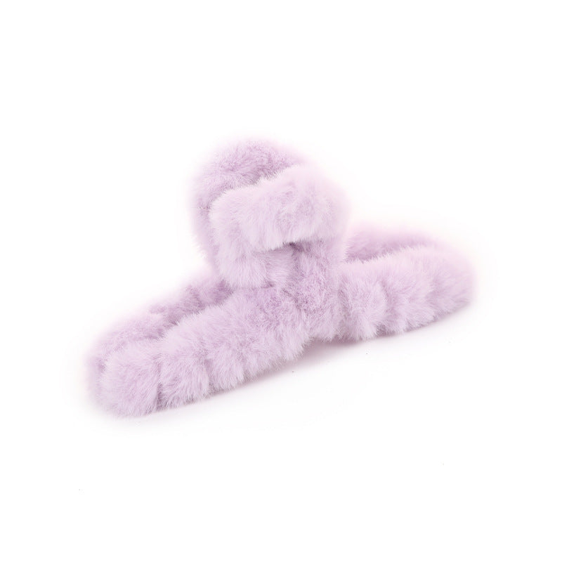 Korean Style Solid Color Plush Shark Clip Headdress