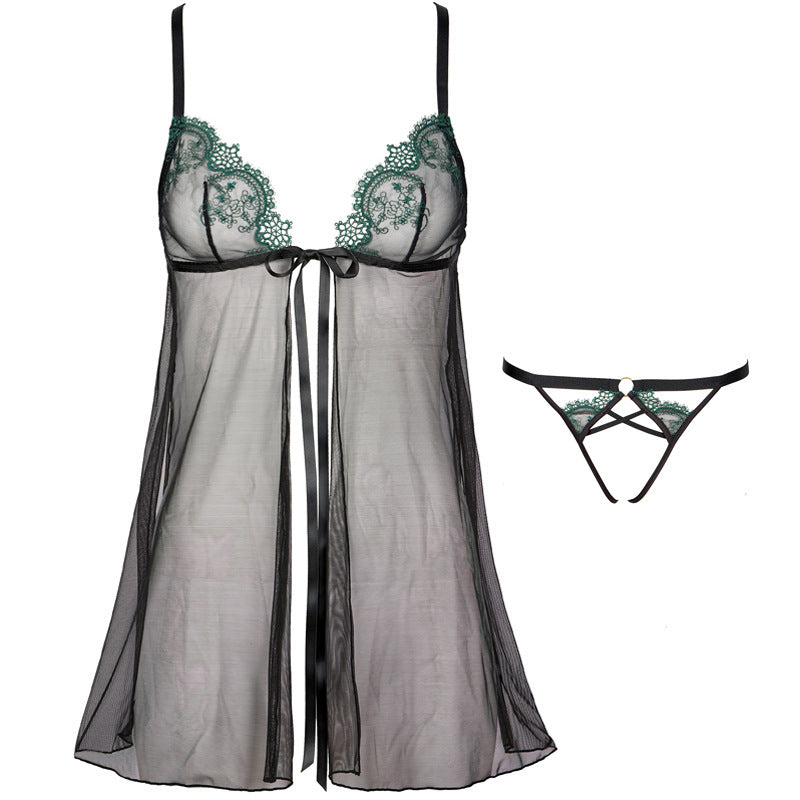 Lady Sexy See-through Suspender Strap Nightdress Mesh