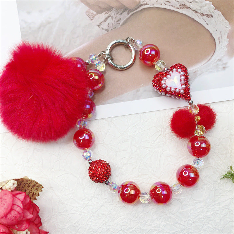 Rabbit Fur Ball Mobile Phone Charm