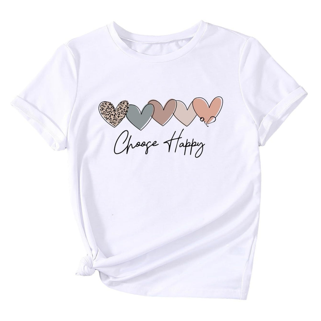 Spring Summer Fashion Casual Creative Flower Love Women's T-shirt