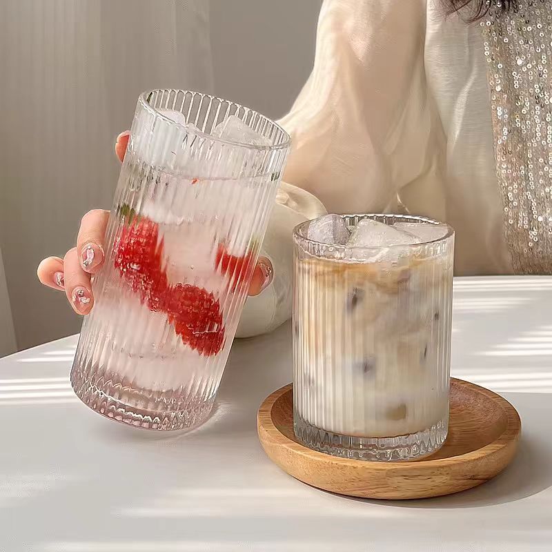 Single-layer Style Simple Striped Glass Cup