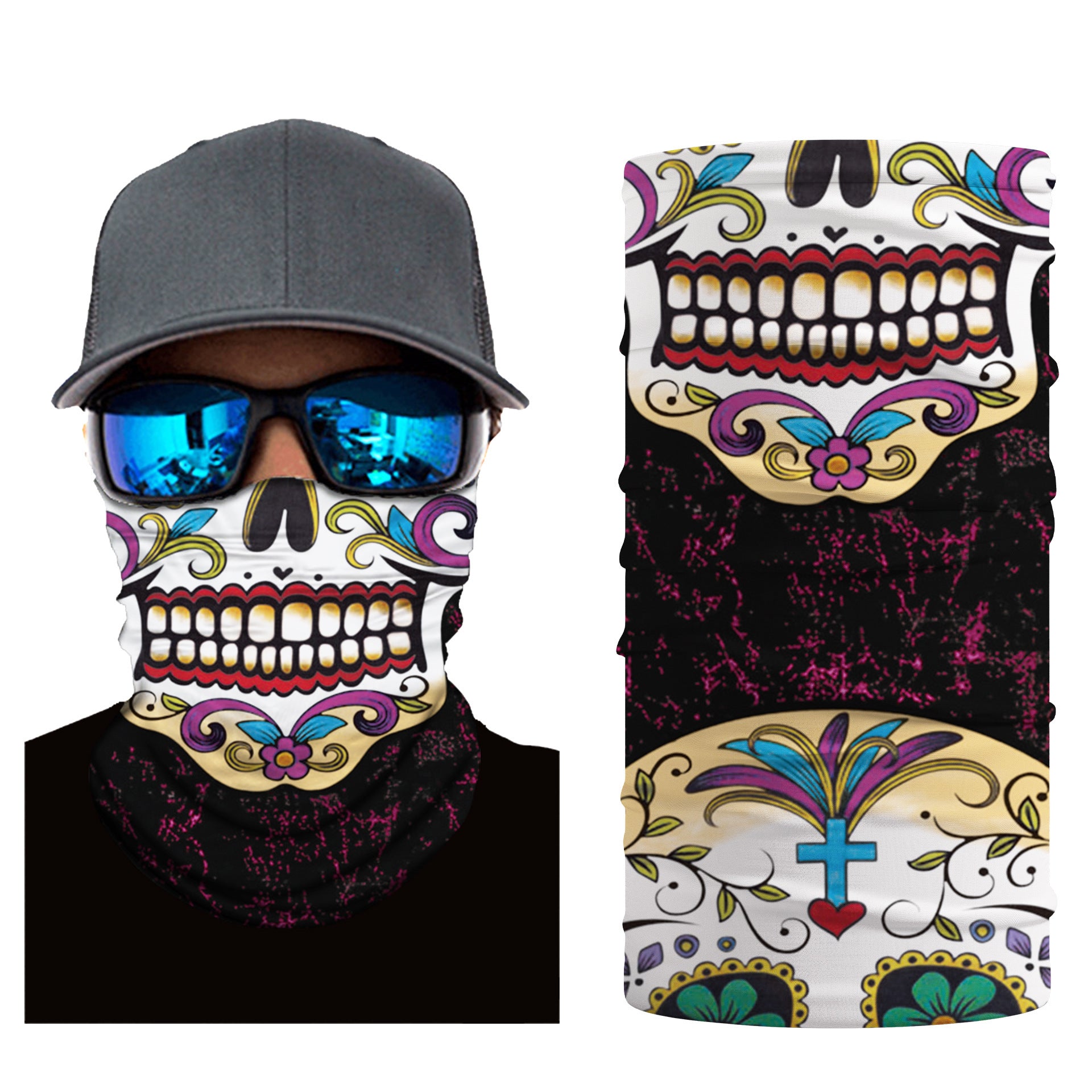 Skull Half Face Series Magic Headband Mask