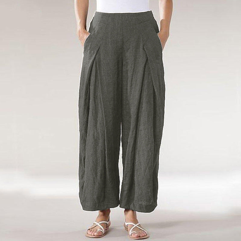 Women's Cotton And Linen Casual Wide-leg Straight-leg Pants