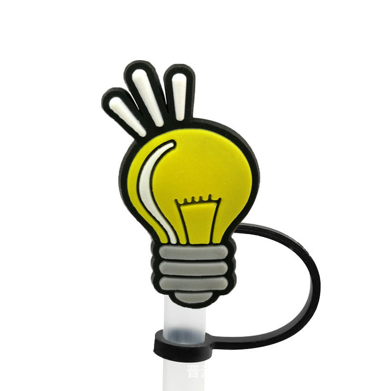 Straw Mouthpiece Silicone Dust Plug Decorative Buckle Clip Personalized Letter Label