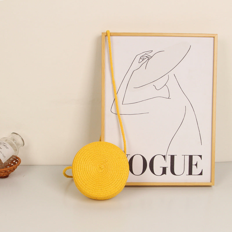 Solid Color Straw Phone Bag For Women