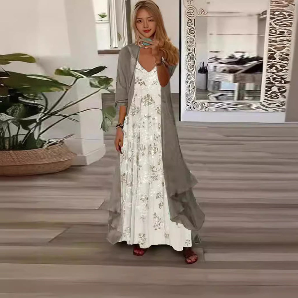 Women's Two-piece Digital Printing Sling Chiffon Jacket