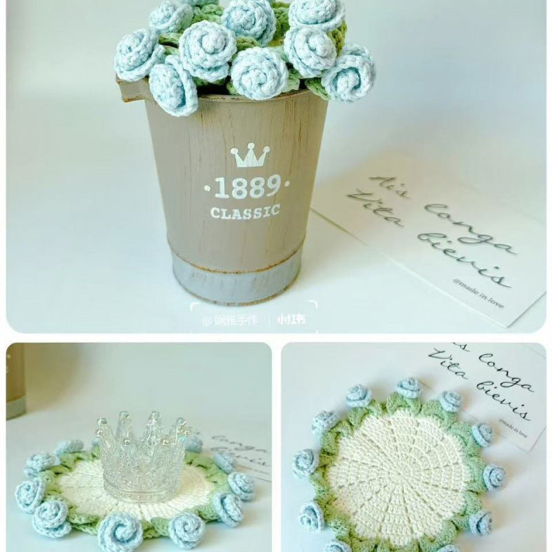 Rose Coaster Crochet Diy Material Package
