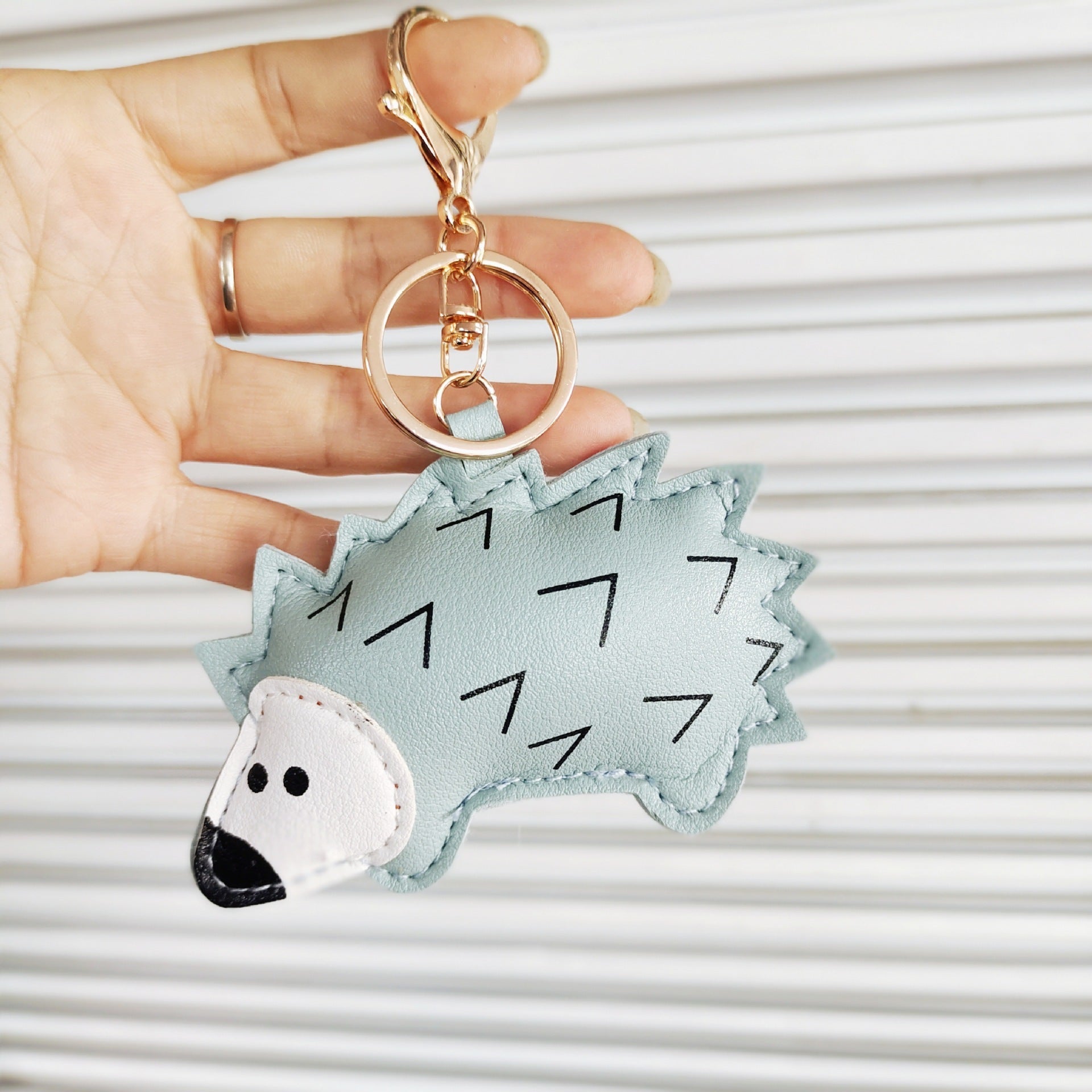 Creative Little Hedgehog PU Leather Keychain Pendant