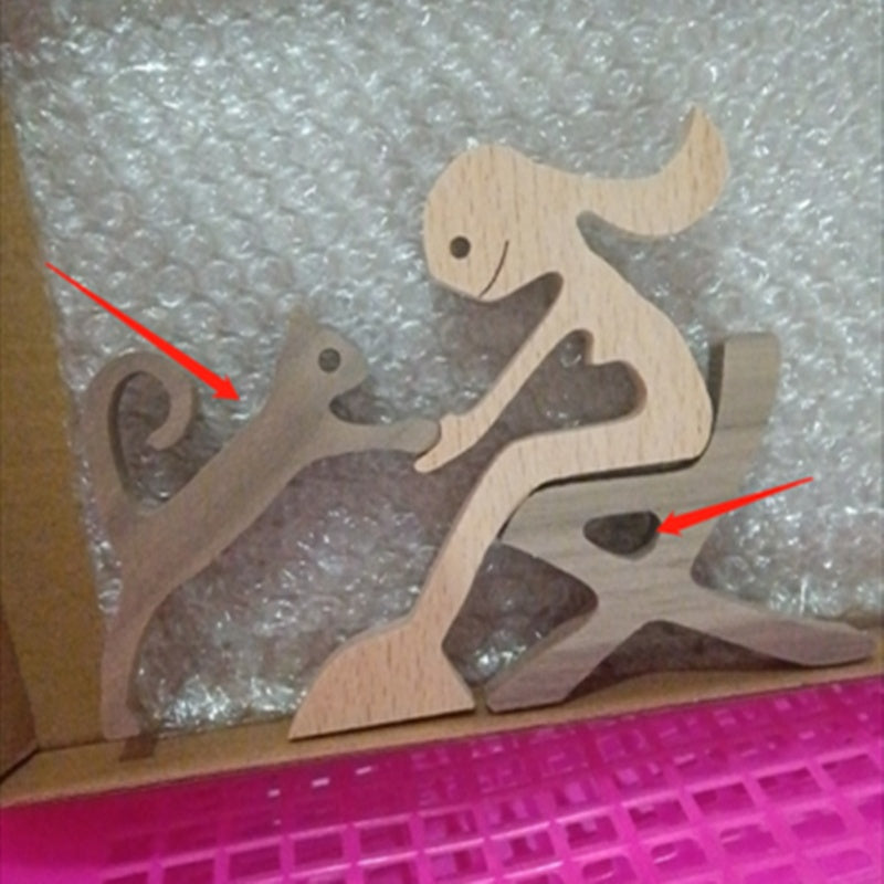 DIY Figurine Wood Sculpture Home Decoration