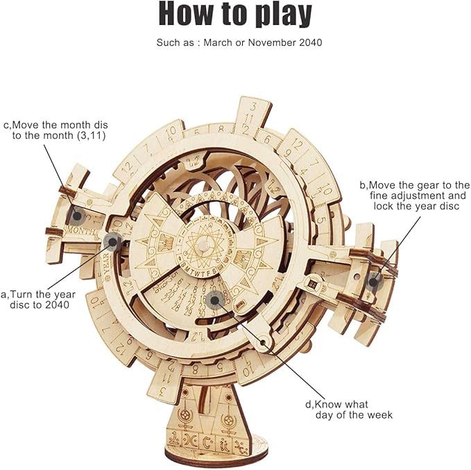 ROBOTIME 3D Puzzles Perpetual Calendar Wooden Model Kits Brain Teasers Sets LK201
