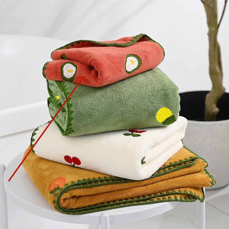 Pineapple Avocado Covers Towels Coral Velvet Soft Absorbent Couple