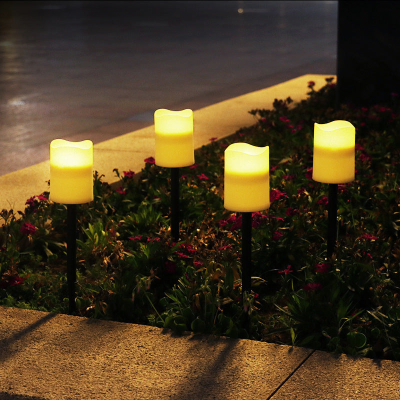 New Electronic Solar Candle Flame LED Light Outdoor Desktop Decoration Lawn Floor Outlet