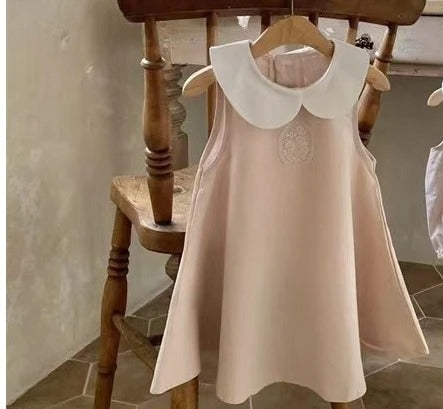 Summer Baby Lace Patch Doll Collar Sleeveless Romper Dress
