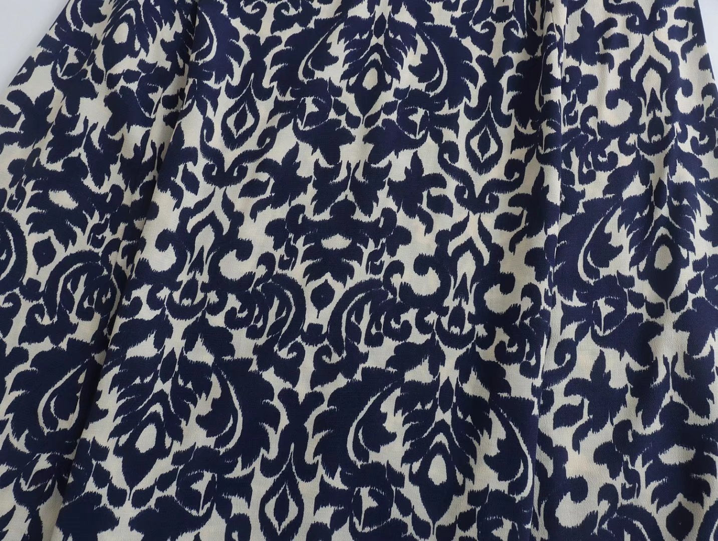 New Women's Stand Collar Printed Long Sleeve Waist-controlled Lace-up Dress