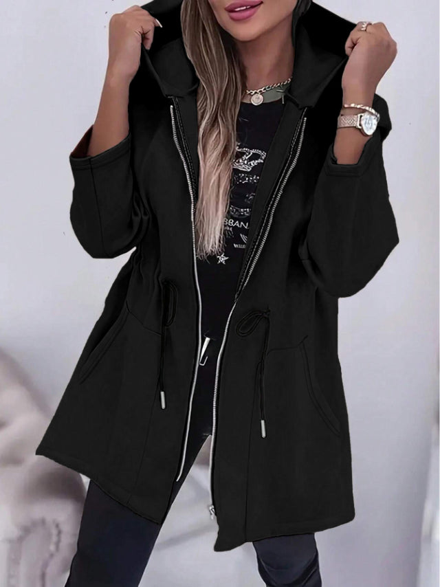 Women's Casual Beach Hooded Drawstring Pockets Thin Long Sweatshirt Sweatshirt