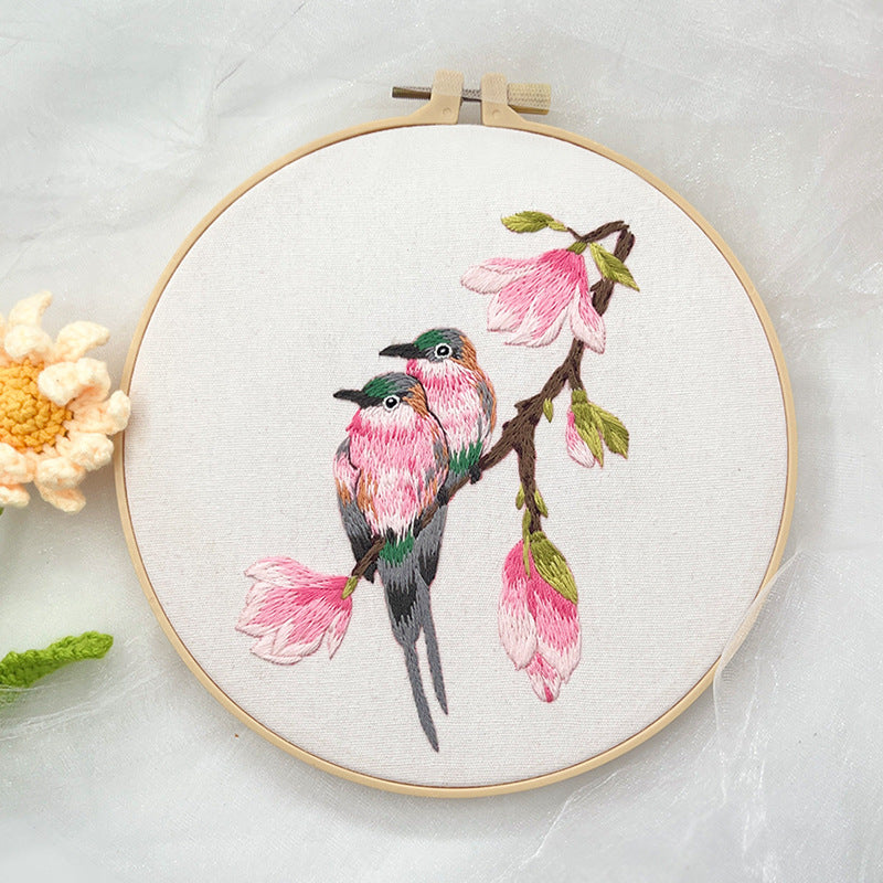 Ancient Style Flower And Bird Hanging Painting Lu Embroidery Handmade Diy Material Package