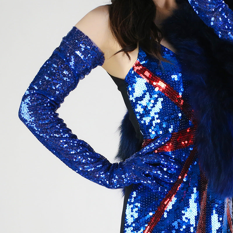 Sequined Sleeve Cover Lace Mesh Specialty