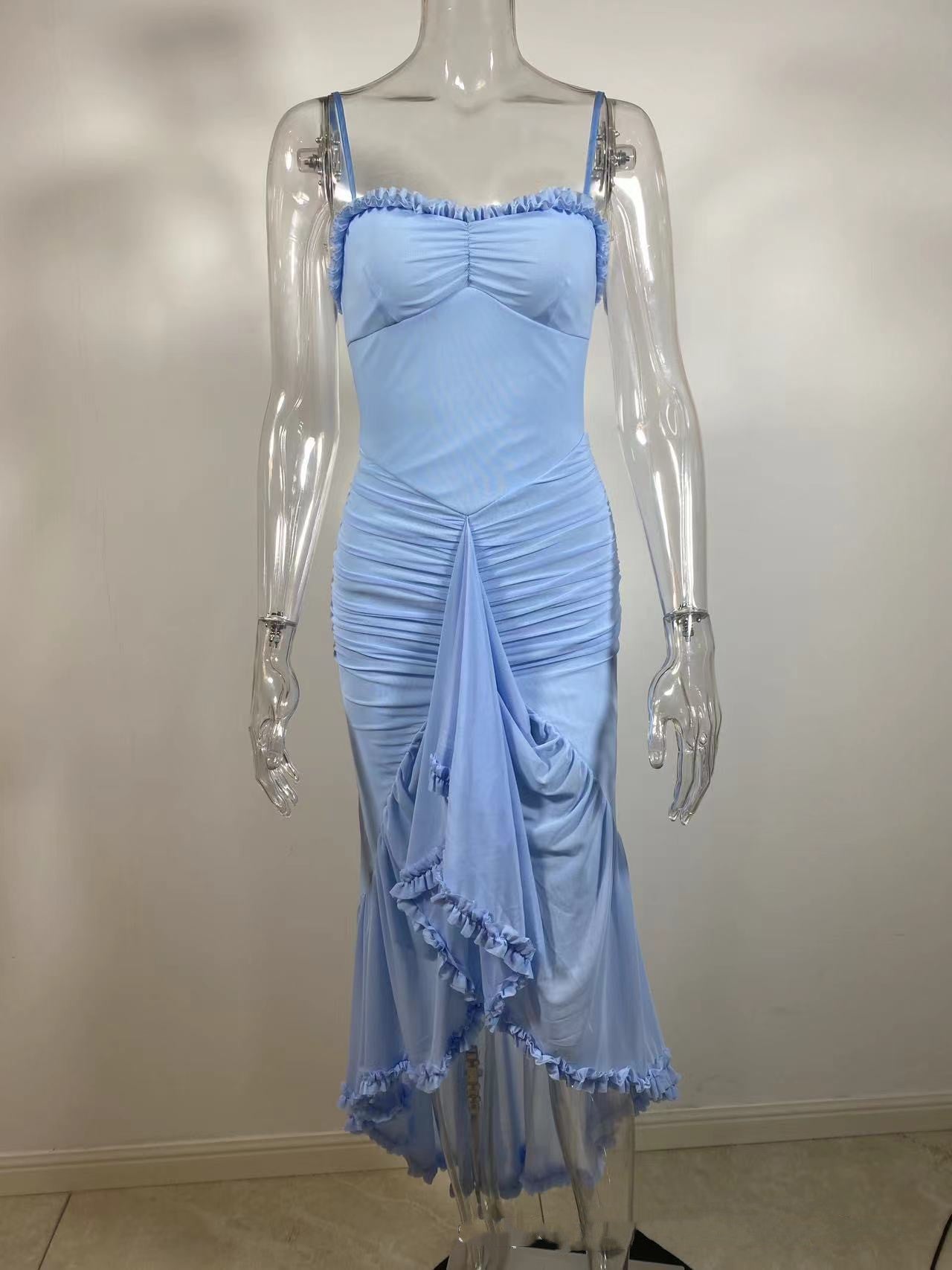 Women's Casual Simple Suspender Lace Long Dress