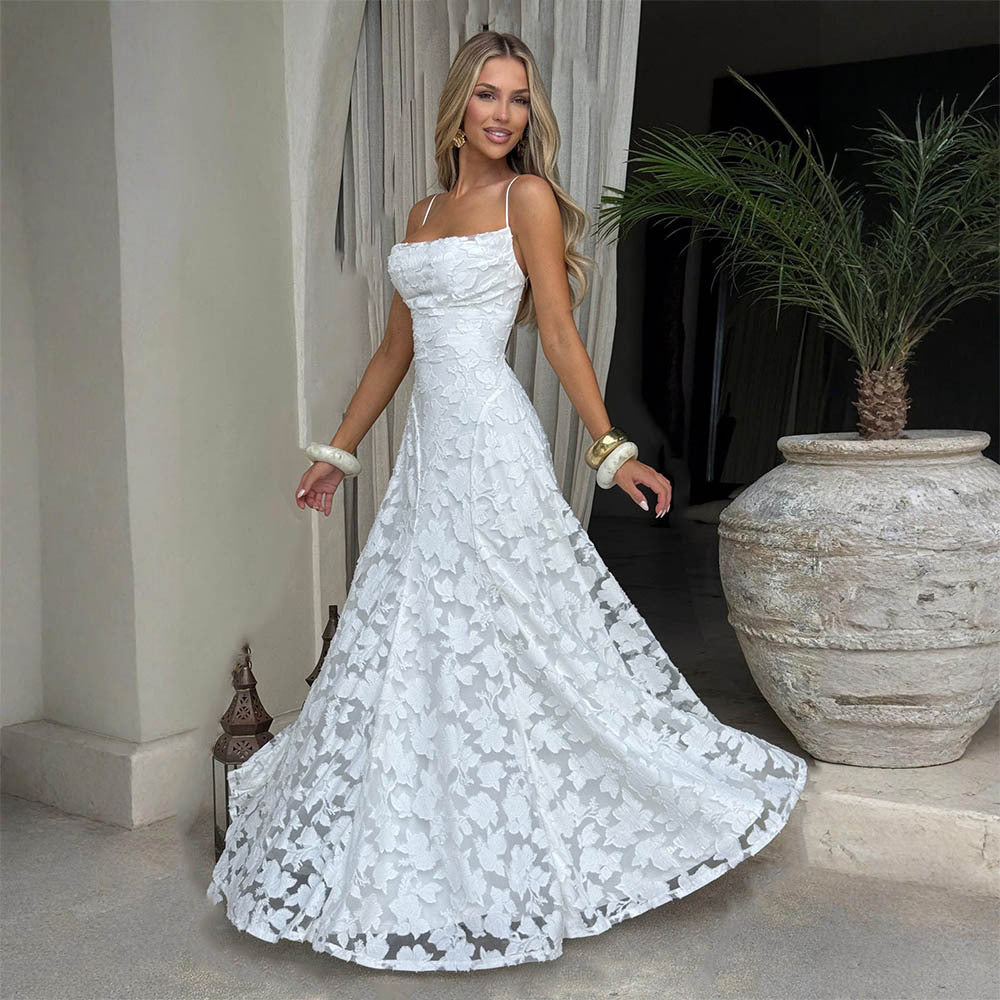 Summer Women's Sexy Sling Chiffon Elegant Backless Dress