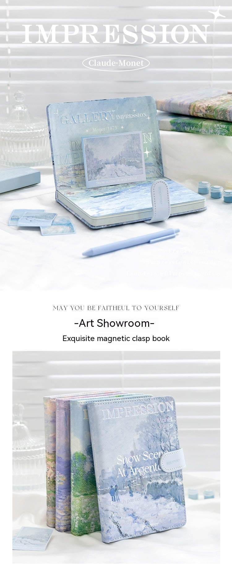 Fresh And Elegant Oil Painting Style Magnetic Buckle Book