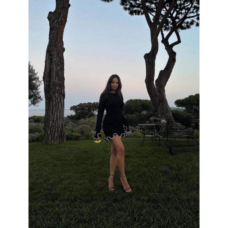 Women's Fashion Ruffles Slim Waist Jumpsuit Skirt