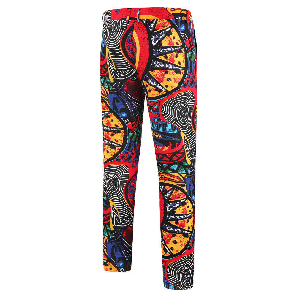 Autumn And Winter New Men's Leisure Suit Floral Print Suit