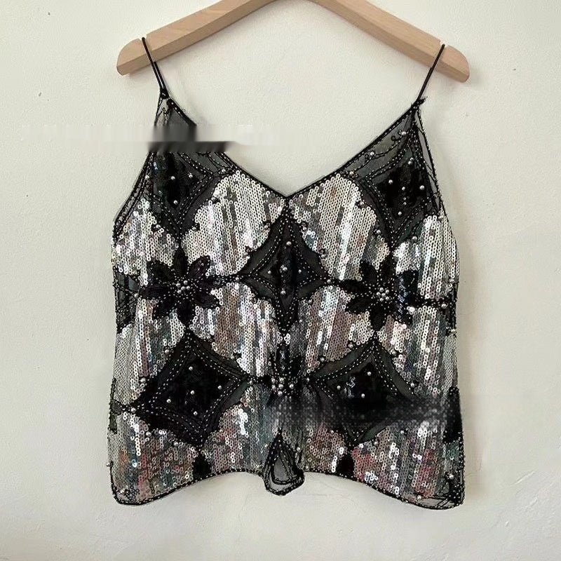 Niche Women's Heavy Embroidery Sequins Beaded Sling