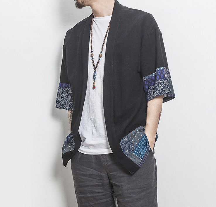 Retro Ethnic Style Improved Hanfu Tang Suit Men's Loose Cotton Cardigan Jacket Cloak Shirt