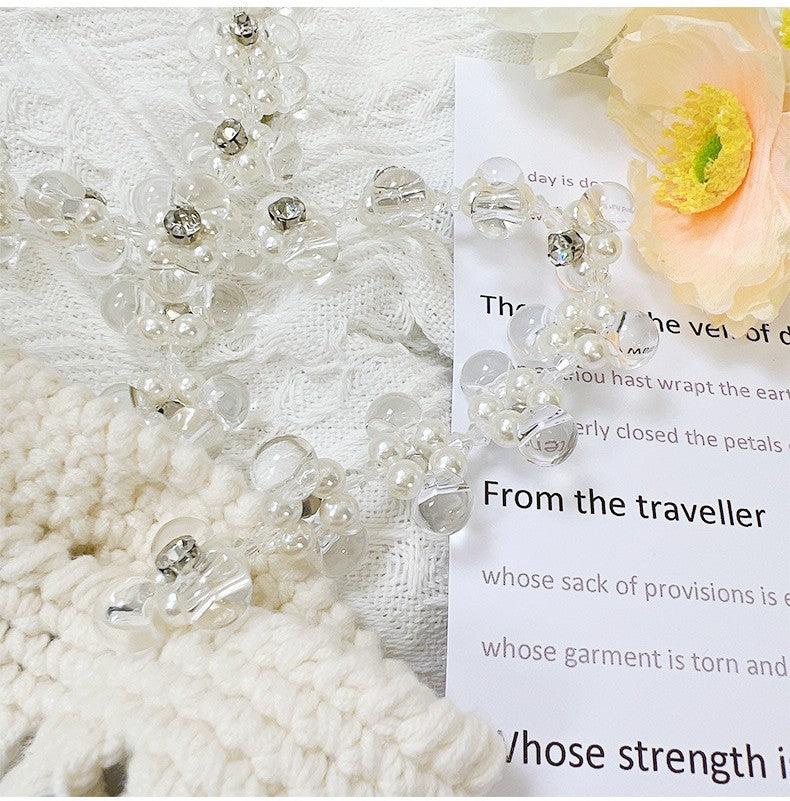 Hand Woven Handbag Hook Floral Plush Bag