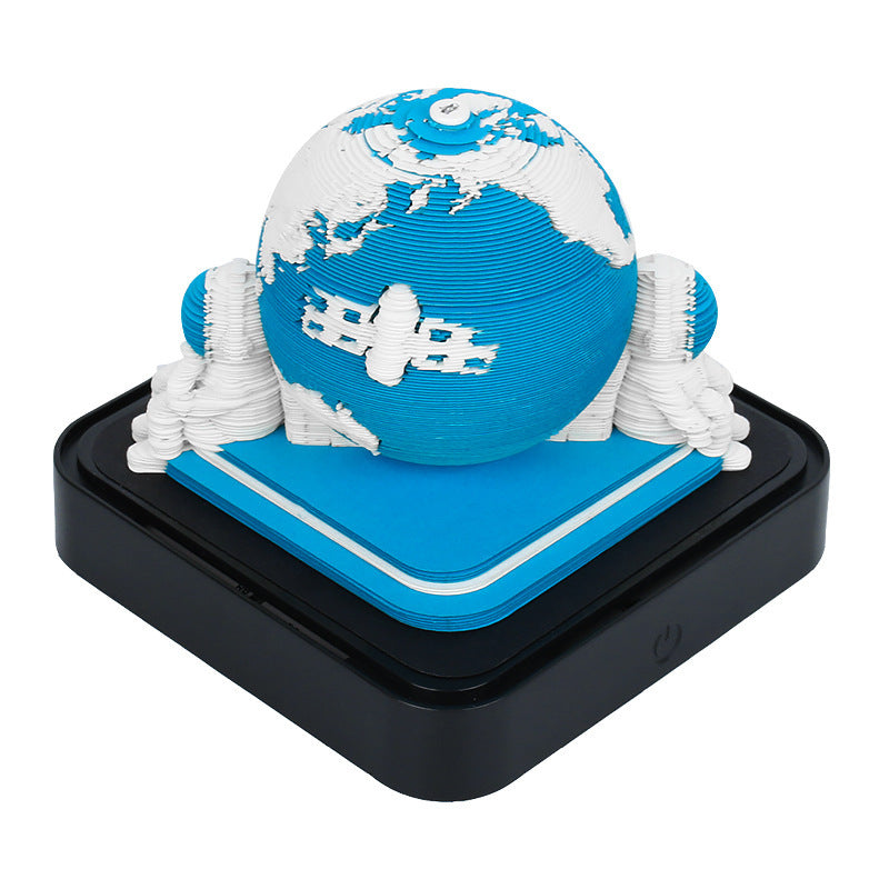 3D Three-dimensional Note Paper Earth Model Paper Carving Calendar Note Book Ornaments