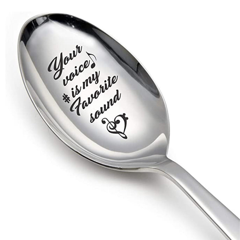 Valentine's Day Gift Engraved Stainless Steel Long-handled Spoon